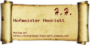 Hofmeister Henriett névjegykártya